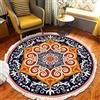 Tomifine Rotondo Tappeto con Nappe Mandala Motivo Tappeti Tessuto Bohémien per Soggiorno, Camera da letto, Lavabile (150 cm,Marrone)