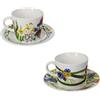 Brandani 52871 TAZZINA CAFFE FIORI DI CAMPO SET 2 PEZZI NEW BONE CHINA, d11x6h cm, 50 ml capacita