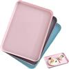 Gibsob Vassoi Servizio Rettangolari Plastica, 3 Pezzi Vassoi Fast Food, Rettangolo Forma Cibo Vassoi, Vassoio Plastica Rettangolare per Cucina, Sala da Pranzo, Caffetteria (Rosa, Blu, Grigio)