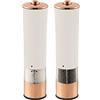 WWFAN Macina sale e pepe elettrico, 2 pezzi, funzionamento con una sola mano, macina regolabile, in acciaio inox, luce a LED, ricaricabile, facile da usare (colore: bianco)