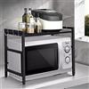 LANTUS Supporto per Forno a Microonde Allungabile,Rack per Forno a microonde Estensibile,Mensola Microonde Allungabile Forno,4 Ganci Rimovibili 42 cm (40-65 cm) (40/64 * 45 * 36,5 cm (nero)-1 pz)