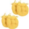 Corredocasa - Coprisedie Set da 4 Cuscini Arredo per Sedia Rotondi con Lacci Diametro 35 cm, Tinta Unita, Morbidi Eleganti Coprisedie per Interni, Made in Italy (Giallo)