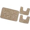 emmevi Tappeto Bagno Damascato Parure Set 3 Pezzi Morbido Soffice Assorbente Antiscivolo Lavabile Beige