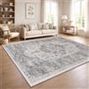 Paco Home Tappeto Soggiorno Vintage Pelo Corto Stile Boho Lavabile Antiscivolo Facile Da Pulire Design Retro Moderno, Colore:Grey 2, Dimensione:120x160 cm