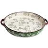XWBLDBDFC Teglia da forno in ceramica, stile semplice, manico a doppio orecchio, in porcellana, smaltata, durevole, multifunzione, texture colorata, rosso-verde