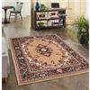 Lord of Rugs Lancashire Tappeto tradizionale per soggiorno, camera da letto, corridoio e salotto, tappeto classico con bordo floreale medaglione, tappeto orientale berbero beige, piccolo, 80 x 150 cm