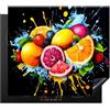 KitchenYeah© Coperchio Piano Cottura Cucina Copri Fornelli Tappetino | 60x52 cm - Induzione Antiscivolo Piastra Protezione Frutta - Graffiti - Colorati - Arancia - Fragola - Astratto