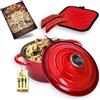 TALK-POINT Pentola, casseruola per carne in ghisa smaltata con coperchio 6 l, diametro 28 cm, pomello in acciaio inox, adatto per tutti i piani cottura, compresi quelli a induzione, utilizzabile in forno fino a