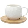 La Porcellana Bianca Set 6 tazze da caffè con foglie e piattino in legno Intavola 90 ml
