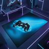 Teppich-Traum Accattivante tappeto corridore da gioco con joystick moderno in nero con fascio di luce blu al neon 50 x 120 cm