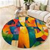 MIATCENRT Tappeto Salotto Rotondo 120cm Pelo Corto, Stampa Geometria Pittura Antiscivolo Tondo Tappeto Arte, Bambini Camera,Cucina,Bagno,Domestica Decor Tappeti, Colorato
