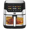 Bass Polska Friggitrice ad aria calda XXL, 9 l, con finestra di visualizzazione, Airfryer, 2000 W, pannello LED digitale, nero e argento, frittura senza grassi