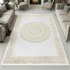 Teppich-Traum Tappeto soggiorno camera da letto pelo corto orientale elegante pregiato ornamenti effetto lucido meandro crema oro 140 x 200 cm