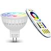 LIGHTEU®, 1x 4W 12V GU5.3 MR16 RGB + CCT Faretto a LED Faretto colore e temperatura CCT WW CW Regolabile, originale Mi-light, lampadina con telecomando a 4 zone (FUT104 + FUT092)
