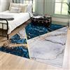 Mazovia Tappeto Salotto Moderno - Tapeto Stampato a Pelo Corto - Morbido Tappeto Camera da Letto - Antiscivolo Tapeto TOSCANA - Tappeto Salotto Motivo Marmo Astratto - Blu Grigio Oro 120x170cm