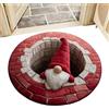 kinrguiyuez Tappeto natalizio 3D, tappetino rotondo trapuntato con e Babbo Natale, per camera da letto, cucina, appartamento, ufficio, hotel, camera, decorazione per feste, portico all'aperto