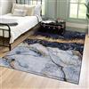 Mazovia Tappeto Salotto Moderno - Tapeto Stampato a Pelo Corto - Morbido Tappeto Camera da Letto - Antiscivolo Tapeto TOSCANA - Tappeto Salotto Motivo Marmo Astratto - Nero Grigio Oro 80x150cm