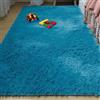 WRUIJIO Tappeto Morbido Camera da Letto 150 x 260 cm Morbidissimo Lungo Carpet Design Monocromatico Moderno per Soggiorno, Camera da Letto, Cucina e Corridoio, Blu
