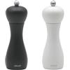 Bisetti Set Macina Pepe e Sale Linea Rimini in Legno di Faggio - Macina Sale Laccato Bianco in Ceramica- Macina Pepe Laccato Nero in Acciaio Temprato - 18 cm - BISETTI
