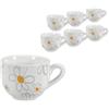 MECSAL CASALINGHI Set 6 Tazzine Caffè, Espresso Coffee Break, in Ceramica, Varie Decori, con Manico, Colazione Casa Bar (daisy)
