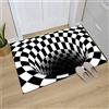 MTDBAOD Tappeto Illusioni Ottiche Vortice A Scacchi Stereo 3D, Ultra Resistente Antiscivolo Illusione Buco Nero, Tappeti Freschi Zerbino, per Sala da Pranzo Casa Camera Da Letto