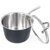 HOMICHEF Casseruola in acciaio inox lucido opaco senza nichel da 2,37 L con coperchio in vetro (rivestimento antiaderente senza sostanze tossiche, 18 CM) - Pentole in acciaio inox grigio navy