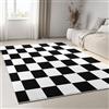 Generic Tappeto Bianco e Nero a Scacchi Tappeti Antiscivolo 60 x 90 cm, Righe Minimaliste Tappeti Morbidi a Forma Rettangolare per Soggiorno, Decorazione per la Casa Tappeto Lavabile in Lavatrice