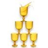 KORAT Set 6 Bicchieri Natalizi Rigati in Vetro Calici, Flute Design Elegante Rosso/Oro Per Vino, Prosecco e Decorazioni Natalizie per Tavola Natale e Festività (Calice - Rigato Oro - 260 ML)