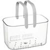 FortunateSweet Cestino da doccia con maniglia, cestino da doccia trasparente portatile con funzione di drenaggio, elegante contenitore per oggetti essenziali per il bagno (bianco)