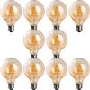 LEDSone Lampadina LED Edison dimmerabile 8W 450 lumen, forma globo G95, vetro trasparente, bianco caldo 2700K, luce di Natale, attacco standard E27 (10)