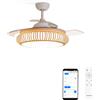 CREATE WINDCLEAR RATTAN/Ventilatore a soffitto con illuminazione bianca ovale con Wi-Fi e telecomando/6 velocità, funzionamento invernale estivo, ali retrattili, programmabili, 40 W, Ø 107 cm