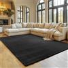 SIMPEX Tappeto Nero 140x200 cm Tappeto a Pelo Corto Lavabile, Antiscivolo e Morbido, Design Monocromatico Moderno per Soggiorno, Camera da Letto, Cucina e Cameretta