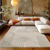 Teppium Tappeto Soggiorno Stile Scandinavo Boho Con Effetto Alto-Basso, Decorativo e Facile da Curare, Beige 140 x 200 cm