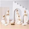 BestAlice Presepe Set Presepe di Natale Statuine del Presepe in Resina Set Ornamenti di Natale Regali Scene da Tavolo di Natale Figure Set da Collezione Statue da Banco Artigianato Accessori(Bianco)