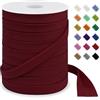 LEREATI Fettuccia Cotone 12mm x 50m Nastri in Sbieco di Cotone, Nastri in Sbieco per Cucito, Bordare, Rilegature, Sartoria, Grembiuli, Fai da Te (Rosso Vino)