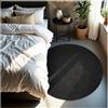 tectake® Tappeto Salotto, Tappeto Pelo Corto, Tappeti Salotto Design Elegante, Tappetino morbido, Lavabile in Lavatrice, Ideale per Sala da Pranzo, Camera da Letto, Studio, Soggiorno - Nero - Ø 120cm