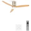 CREATE / WINDCALM NATURAL WOOD M/Ventilatore da soffitto con luce nichel pale legno chiaro con controllore e telecomando / 40W, Temporizzatore, Ø132 cm, 3 temperature di luce, estate-inverno