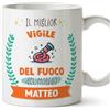 Mugffins Tazza Personalizzata in ceramica per VIGILE DEL FUOCO uomo 11 oz / 350 ml - In italiano - Migliore del mondo - Con disegno - Idea regalo per compleanno, anniversario, natale, laurea