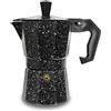 Generico GD LOVES YOUR HOME Caffettiera design effetto macchiolina moka 1 2 3 o 6 tazze macchina del caffè in alluminio per espresso idea regalo (Nero, 3 TAZZA)