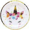 ipt Piattini Dessert Sweet Unicorn 40 pz - 18 cm piatto per dolci torta festa a tema unicorno cavallo magico fatato alato