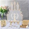 MYZQIFF Lettera personalizzata di testo personalizzato castello Wedding Guest Book con 30-100pcs Cuori di Legno, Legno Wedding Guestbook Segno, Anniversario Wedding segno nel libro per Cerimonia (style 14)
