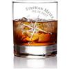 AMAVEL Bicchiere da Whisky con Incisione Bussola Personalizzata con Nome e Data, Tumbler Basso in Vetro, Accessori Cucina