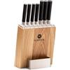 Klarstein Set di coltelli da cucina e blocco coltello, 7 set di coltelli da cucina professionale e supporto in legno, set di coltelli da chef in acciaio inox, antigraffio e affilati, design giapponese