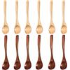 Duories Piccoli cucchiaini legno,mini cucchiaini caffè,gelato,sale,tè,tè,zucchero,sale,marmellata,senape,spezie,cucchiai di legno per cucina,olio speziato,gelato,latte polvere,12 pezzi,colori misti,14x3 cm
