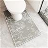 Treer Tappeto da Bagno Antiscivolo con Forma a U, Tappetino per WC Assorbente Diatomite Lavabile Tappeti per Bagno Durevole e Morbido per Doccia e Wc Water (Onde marine grigie,55 * 90cm)
