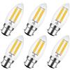 Wanym 6pcs 6W B22 LED Candela Filamento Lampadina, Lampadina a Baionetta, 60W, Candela Lampadine a Filamento, Dimmerabile Edison Lampadina Per Lampadari, Lampada da Parete,Warm white