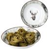 MamboCat Alois - Set di 2 piatti da portata Ø 25,5 cm, 1,3 l, in porcellana bianca con decorazione a cervo e effetto legno, per patate, gnocchi, verdure, dessert, zuppe e così via.