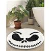 Ouyattle Jack Skellington - Tappeto rotondo da bagno per Halloween, 60 cm, antiscivolo, lavabile in lavatrice, morbido, assorbente, a pelo lungo, spaventoso, spaventoso, carino, per Halloween