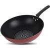 Fictory Padella da 32 cm, wok da cucina con fondo piatto, in ghisa con manico, versatile per zuppe e stufati, distribuzione del calore durevole e uniforme