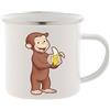 irpot Tazza Vintage da 350 ml in metallo smaltato con bordo di acciaio inox con stampa personaggio e possibilità di personalizzazione con nome idea regalo festa bambino (Curioso come George)